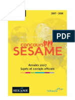 Annales Concours Sesame