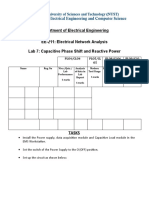 Department of Electrical Engineering EE-211: Electrical Network Analysis Lab 7: Capacitive Phase Shift and Reactive Power