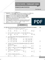 Board Question Paper: February 2020: Mathematics and Statistics