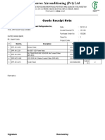 Goods Receipt Note: Johnson Controls Air Conditioning and Refrigeration Inc. (YORK) Date