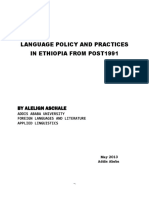 Language Policy and Practices in Ethiopia From Post1991: by Alelign Aschale