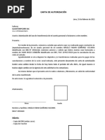 Carta de Autorizacion Por Transferencias de Cuenta Propia en General Por 2021