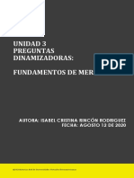 Pregunta Dinamizadora Unidad 3 Fundamentos de Mercadeo 