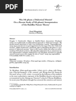 Was Mi-Pham A Dialectical Monist? On A Recent Study of Mi-Pham's Interpretation of The Buddha-Nature Eory