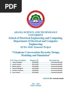 School of Electrical Engineering and Computing Department of Electrical and Computer Engineering "Telephone Conversation Recorder Design, Modeling and Simulation"