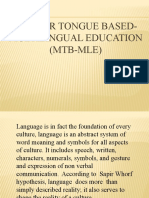 Mother Tongue Based-Multilingual Education (MTB-MLE)