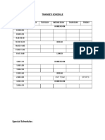 Trainee's Schedule