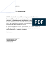 Carta Terminacion Contrato Laboral