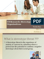 US Research: Stereotype Threat in Organisations: Tooba Rao