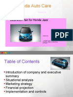 Honda Auto Care: Business Plan For Honda Jazz