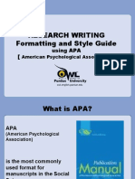 Research Writing Formatting and Style Guide: Using APA