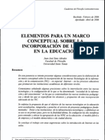 Elementos para Un Marco Conceptual Sobre La Incorporación de Las TIC en La Educación