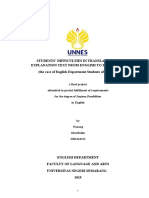 Sharifudin, Nanang. 2019. Students' Difficuties in Translating Explanation Text From English To Indonesian.