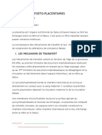 LES ECHANGES FOETO-PLACENTAIRES - Cours Maïeutique JANKY P1 - UE8 de L'université Des Antilles Et de La Guyane