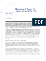 India:: Sexual Harassment of Women at Workplace: A Brief Analysis of The POSH Act, 2013