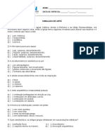 SIMULADO DE ARTE. A) Pré - Histórica B) Renascentista C) Romântica D) Barroca. 2) A Arte Barroca Procura Causar