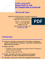 18-791 Lecture #17 Introduction To The Fast Fourier Transform Algorithm Richard M. Stern