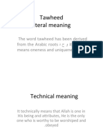 Tawheed Literal Meaning