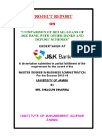 Comparison of Retail Loans of J&K Bank With Other Banks and Deposit Schemes