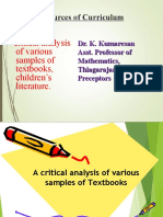 Resources of Curriculum: Critical Analysis of Various Samples of Textbooks, Children's Literature