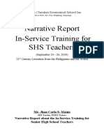 Narrative Report In-Service Training For SHS Teachers: Magalang Christian Ecumenical School Inc