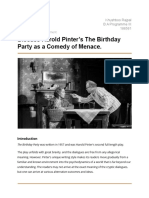 Discuss Harold Pinter's The Birthday Party As A Comedy of Menace