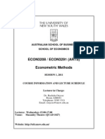 ECON3208 / ECON3291 (ARTS) Econometric Methods: Australian School of Business School of Economics