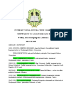 International Interactive Conference Monument To Language and Book' 07 May, 2021 Marijampolė, Lithuania Program