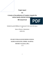 Project Report On A Study On The Preference of Investors Towards The Various Equity Oriented Schemes of SBI Mutual Fund