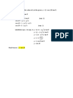 Problem No. 10 - Find the value of y in the given: y = (1 +cos 2θ) tan θ