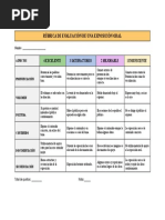 Rúbrica de Evaluación de Una Exposición Oral