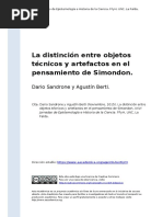 Dario Sandrone y Agustin Berti (2015) - La Distincion Entre Objetos Tecnicos y Artefactos en El Pensamiento de Simondon