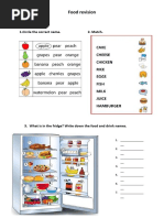 Food Revision: 1.circle The Correct Name. 2. Match