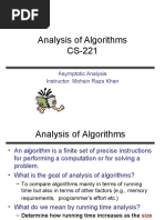 Analysis of Algorithms CS-221: Asymptotic Analysis Instructor: Mohsin Raza Khan