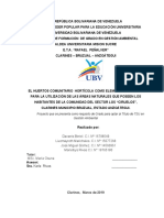 EL HUERTOS COMUNITARIO  HORTÍCOLA COMO ELEMENTO PROMOTOR PARA LA UTILIZACIÓN DE LAS ÁREAS NATURALES QUE POSEEN LOS HABITANTES DE LA COMUNIDAD DEL SECTOR LOS “CIRUELOS”, CLARINES MUNICIPIO BRUZUAL, ESTADO ANZOÁTEGUI.