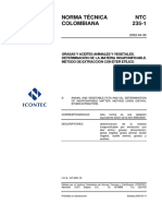Ntc235-1 Grasas y Aceites Animales y Vegetales. Determinacion de La Materia Insaponificable. Metodo de Extraccion Con Eter Etilico