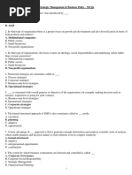 Strategic Management and Business Policy Mcqs