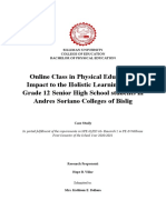 Online Class in Physical Education: Impact To The Holistic Learning of The Grade 12 Senior High School Students in Andres Soriano Colleges of Bislig