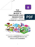 TLE Calculate Cost of Production: Cookery