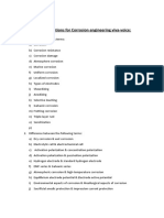 Review Questions For Corrosion Engineering Viva-Voice