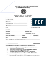 APPLICATION FORM FOR THE ISSUANCE OF Degree NUML