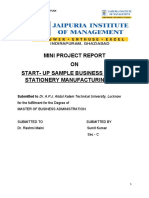 Mini Project Report ON Start-Up Sample Business Plan of Stationery Manufacturing Unit