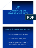 Aula 3. Critérios de Admissão e Alta em UTI