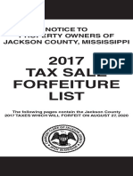 Notice To Property Owners of Jackson County, Mississippi: 2017 Tax Sale Forfeiture List