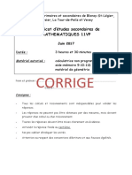 Corrige: Certificat D'études Secondaires de Mathematiques 11Vp