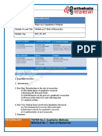 Subject Psychology: PAPER No.3: Qualitative Methods MODULE No. 7: Role of Researcher