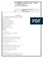 Quadratic Equations CW