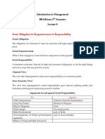 From Obligation To Responsiveness To Responsibility: Introduction To Management BBA (Hons) 2 Semester