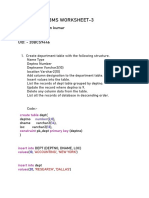 Dbms Worksheet-3: Name: - Praduman Kumar Section: - 20ITB5 UID: - 20BCS9446