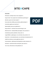 Bite Cafe Menu